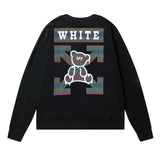 Off White Sweatshirts Long Sleeve round Neck Sweater Autumn and Winter Bear Arrow Pattern Sweater for Men and Women