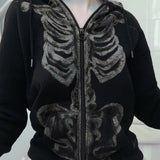 Skull Hoodie Halloween Skull Printed Full-Zip Cardigan Fall Winter Coat
