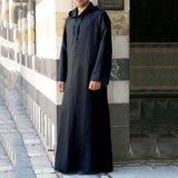 Mens Thobes Simple Long Men's Hooded Shirt Muslim Robe