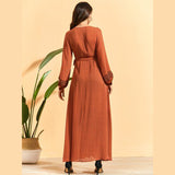 Bohemian V-neck Vintage Printed Lace-up Lantern Sleeve Fashion Dress