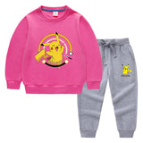 Children Pokemon Pikachu Hoodie & Pant Set Two-Piece Cotton Sweater Set