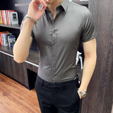 Men Shirts Men's Business Shirt Solid Color Workwear Shirt