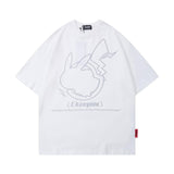 Men T Shirt Summer Casual Tops Cartoon Reflective Printed Short Sleeve T-shirt