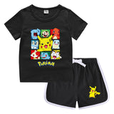 Children Pokemon Pikachu Tshirts & Shorts Casual Sweat Wicking Suit Neutral