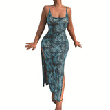 Nina Parker Dresses Sexy Temperament Leopard Print Backless Suspender Dress