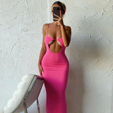 Music Festivals Rave Outfits Dress Sexy Suspenders Hollow Low Cut Backless Slim Fit Dress