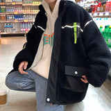 Men's Autumn Winter Coat Stand Collar Color Matching Cotton-Padded Coat