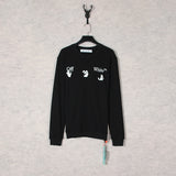 Off White Long Sleeve Round Neck Sweater Autumn And Winter Green Lightning Arrow Pattern Crew Neck Pullover Sweatshirt