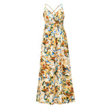 Beth Dutton Bohemian Dress Summer Spring Midi Dresses Sexy Slim Fit V-neck Strap Floral Skirt