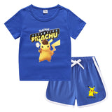 Children Pokemon Pikachu Tshirts & Shorts Casual Sports Undershirt Suit Neutral