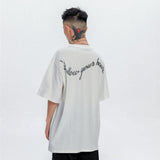 Men T Shirt Summer Casual Tops Love Heart Letter Print Short-Sleeve T-shirt Men round Neck Trend Loose Half Sleeve