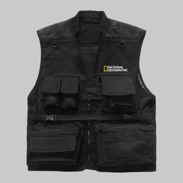 Men Utility Vest Work Zipper Tactical Work Vest Slim Pocket Jacket Multi-Pocket Thin Men's Pocket Vest