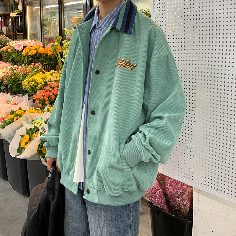 Corduroy Patch Jacket Corduroy Jacket Men's Spring and Autumn Loose Casual