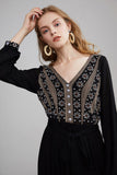 Bohemian Embroidered Little Flower V-neck Sexy Backless Dress