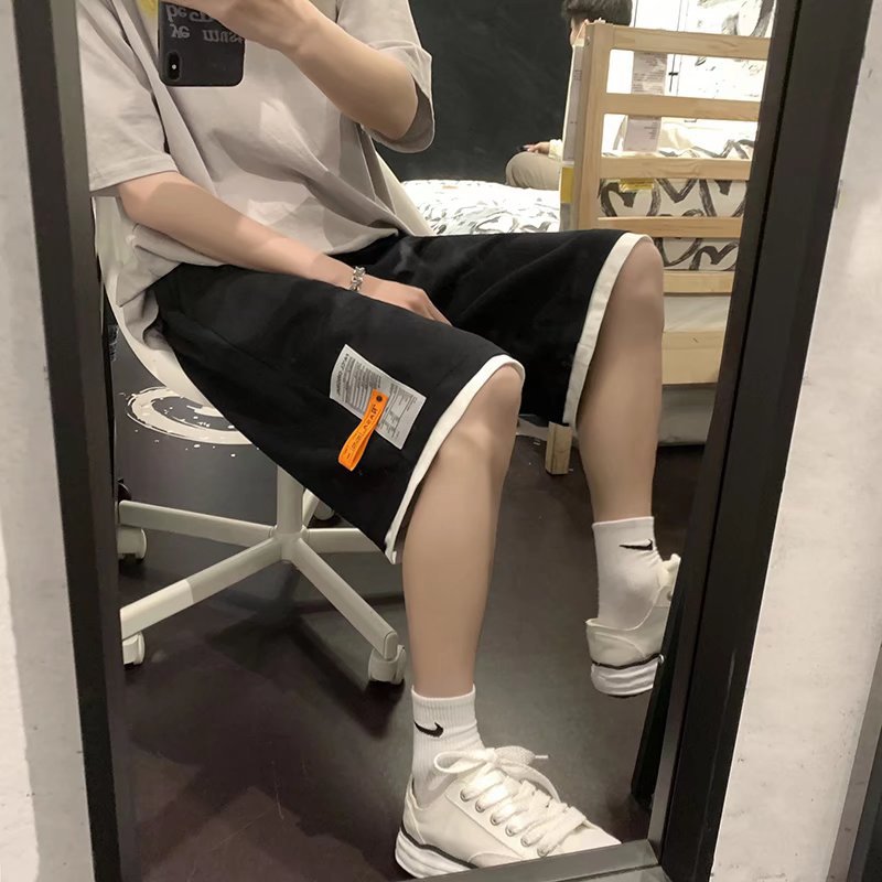 Summer Men Shorts Summer Men's Cropped Pants Straight Loose