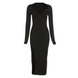 Music Festivals Rave Outfits Dress Sexy Cutout Low-Cut Slim Fit Split Dress