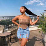 Women Plus Size Denim Shorts Fashion Tie Denim Shorts