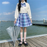 Preppy Aesthetic Outfits Shirt JK Plaid Skirt Preppy Style Suit Business Attire