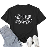 Boy Mama T Shirts Fur Mama Letter Print Short-Sleeve T-shirt