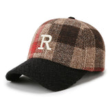 Vintage Check Baseball Cap Letter Plaid