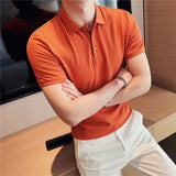 Men Short Sleeve T-Shirt Stretch Casual Polo Collar T-shirt