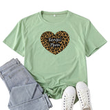 Boy Mama T Shirts Bengal Mama Leopard Print Heart Printing T-shirt