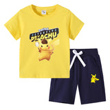 Children Pokemon Pikachu Tshirts & Shorts Cotton Short Sleeve Shorts Two Pieces Neutral