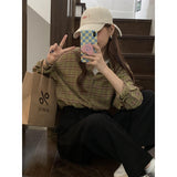 Beth Dutton Outfits Vintage Long Sleeve Plaid Shirt Autumn and Winter Loose Outerwear Shirt Coat