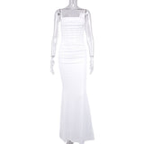 Bella Hadid Dress Fishbone Pleated Backless Suspender Fishtail Dress