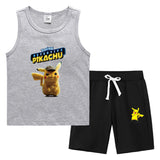 Children Pokemon Pikachu Tshirts & Shorts Summer Vest Middle Pants Sports Casual Thin Two Pieces