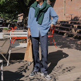 Denim Shirts Men's Spring Long Sleeve Shirt Coat Loose Casual