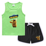 Children Pokemon Pikachu Tshirts & Shorts Casual Sports Sweat-Absorbent Suit Neutral