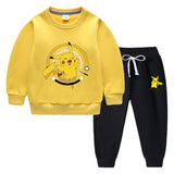Children Pokemon Pikachu Hoodie & Pant Set Fleece Lined Padded Warm Keeping Winter Clothes Sweatershirt Suit