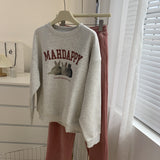Diana Harvard Sweatshirt Cartoon Vintage Fleece-Lined Casual Sweatshirt