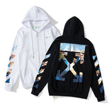 Off White Zipper Hoodie Spring and Autumn Monet Oil Painting Zipper Cardigan Hoodie Coat