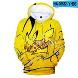 Men and Women Pokemon Pikachu Coat Autumn Winter Sweater Digital Printing 3D Hooded Long Sleeve