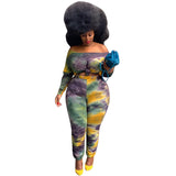 Women plus Size Co-Ords Tie-Dye Printing Fashion Casual Two-Piece Suit