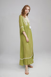 Women Dresses Bohemian V-neck Flared Sleeve Embroidered Dress
