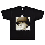 Rock Star T Shirt the Best of 1980-1990 T-shirt U2 Band Rock Loose Retro Cotton Short Sleeve