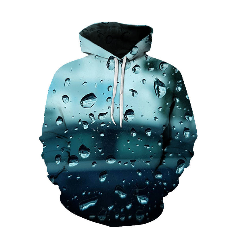 Drippy Hoodies Autumn Hoodie Blue Water Drop Series 3D Digital Baseball Uniform