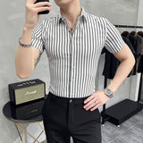 Men Shirts Striped Half Sleeve Shirt