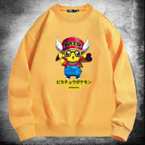Men and Women Pokemon Pikachu Hoodie Pikachu round Guard Crew Neck Pullover Sweatshirt