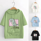 Dinosaur Sweats Dinosaur Contrast Color University Style Sweatshirt Short Sleeve