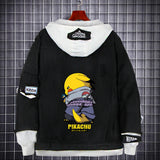 Men and Women Pokemon Pikachu Coat Pet Elf Pikachu Anime Denim Hoodie