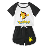 Children Pokemon Pikachu Tshirts & Shorts Short-Sleeved T-shirt Shorts Casual Sports Two-Piece Neutral