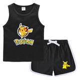 Children Pokemon Pikachu Tshirts & Shorts Casual Sports Sweat-Absorbent Suit Neutral