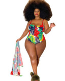 Women Plus Size Co-Ords Sexy Print Summer Beach Swimsuit Two-Piece Set