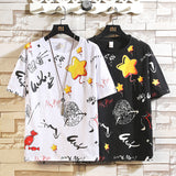 Men's T-Shirt Men's round Neck Cartoon Printed Short-Sleeved T-shirt