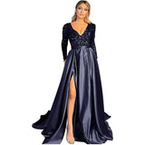Mariah Carey See through Dress Sequined V-neck Long Sleeve Long Evening Gown