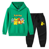 Children Pokemon Pikachu Hoodie & Pant Set Sweater Suit Cotton Trendy